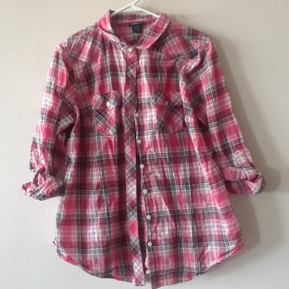 Pink Plaid button down
